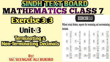 Identify Terminating Decimals | Non Terminating Decimals | Exercise 3.3 Math class 7 | Math Grade 7