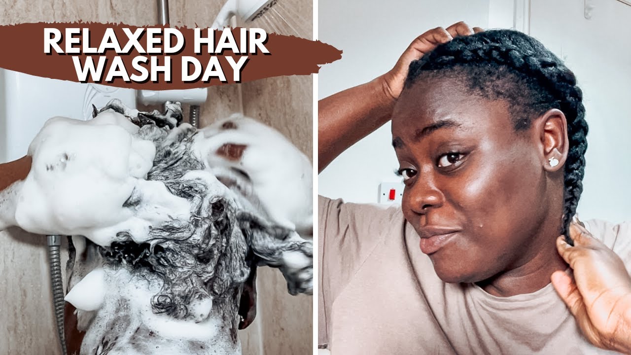 MY RELAXED HAIR WASH DAY ROUTINE| washing, moisturizing, braiding - YouTube
