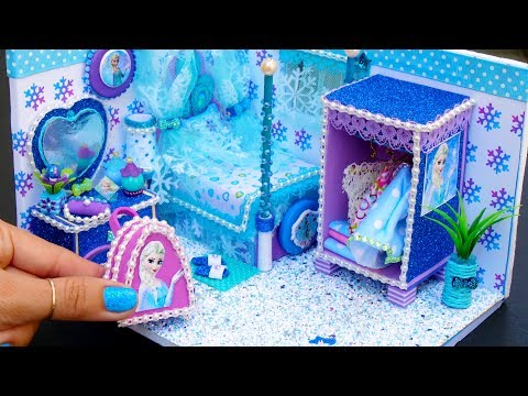DIY Miniature Doll Bedroom for Disney Frozen Elsa