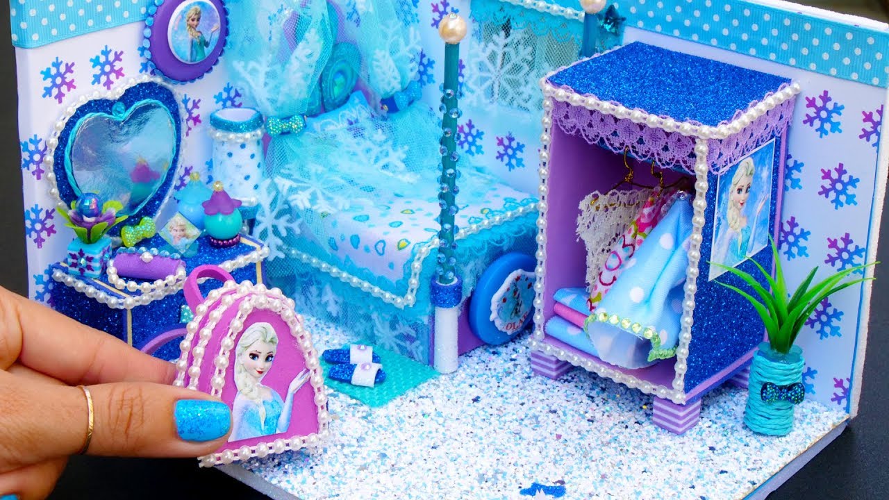 Diy Miniature Doll Bedroom For Disney Frozen Elsa Youtube