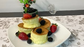 How to make easy Japanese soufflé طريقة عمل سوفليه بان كيك الياباني هش وخفيف  pancake