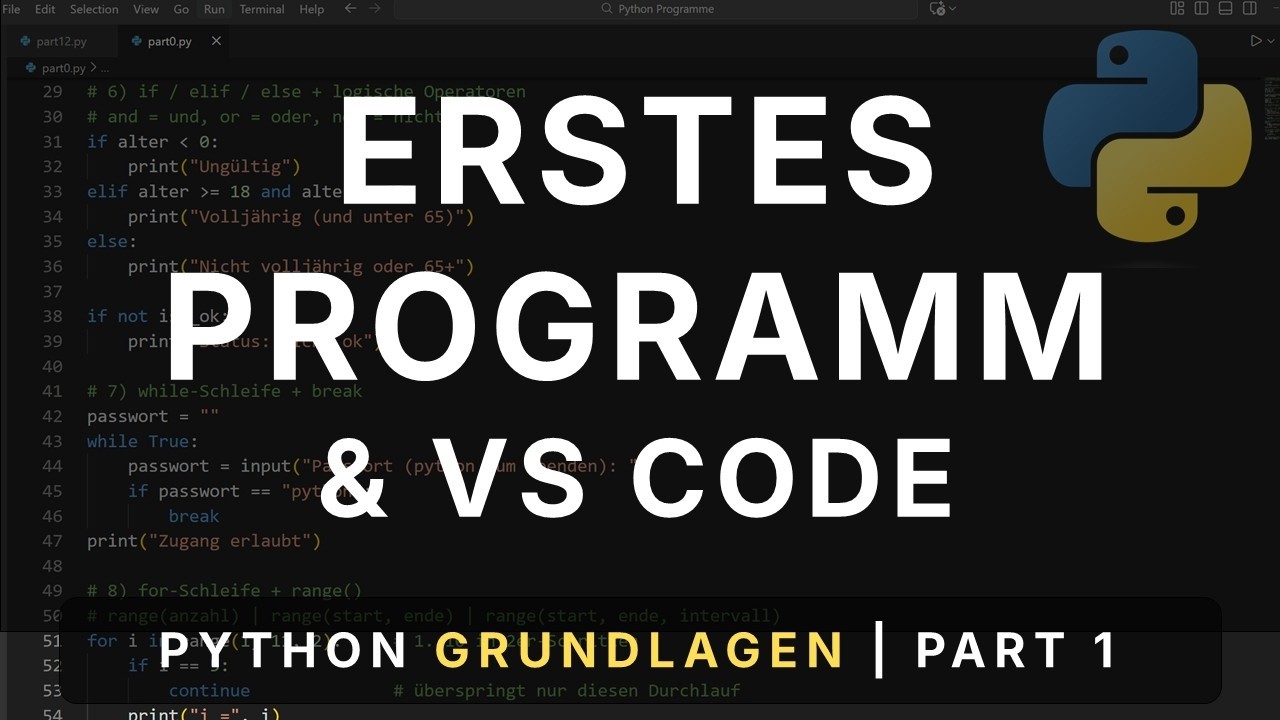 Cjb Python's Erstes Programm & VS Code | Python Grundlagen Part 1 - YouTube