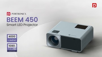 Portronics Beem 450 Smart LED Projector | Full HD 1080p, 4000 Lumens, Android 9, Auto Keystone