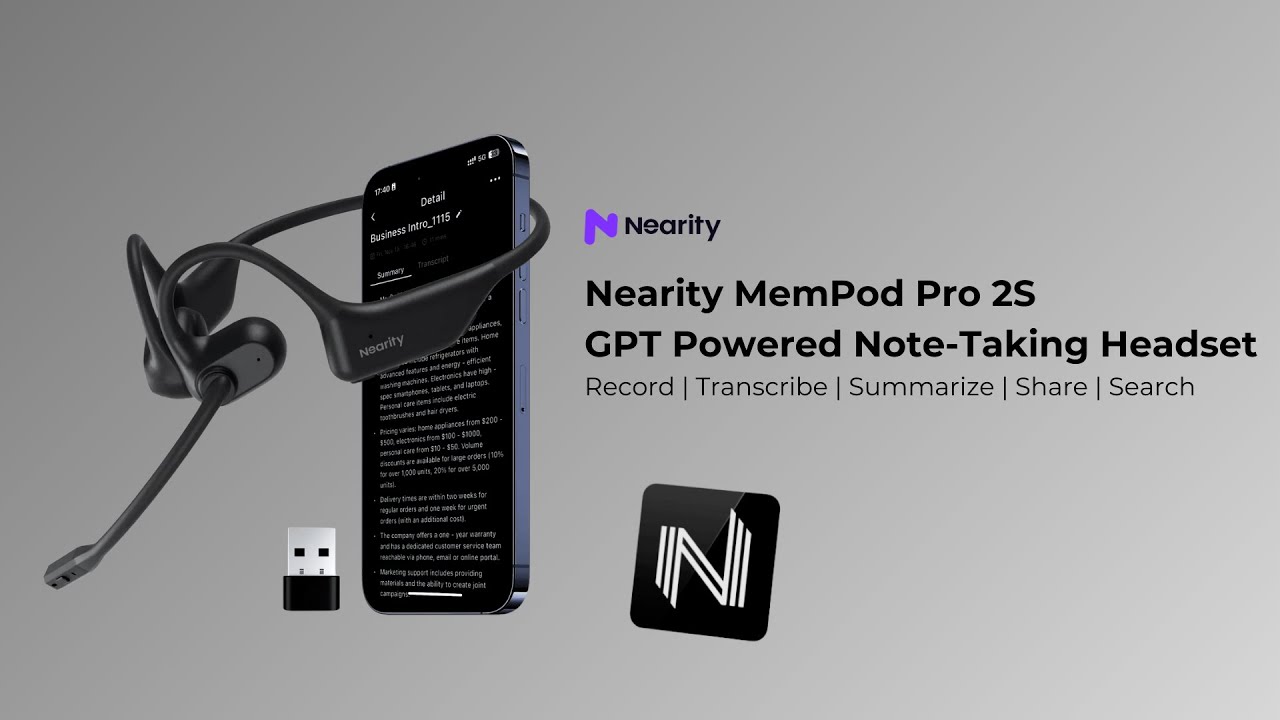 Nearity MemPod Pro 2S: GPT-Powered Bluetooth Headset