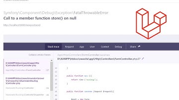 Laravel Call to a Member Function Store on NULL