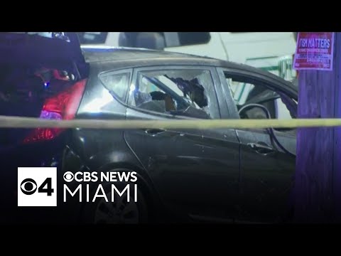 Driver okay after car shot up, catches fire in Miami Gardens - YouTube