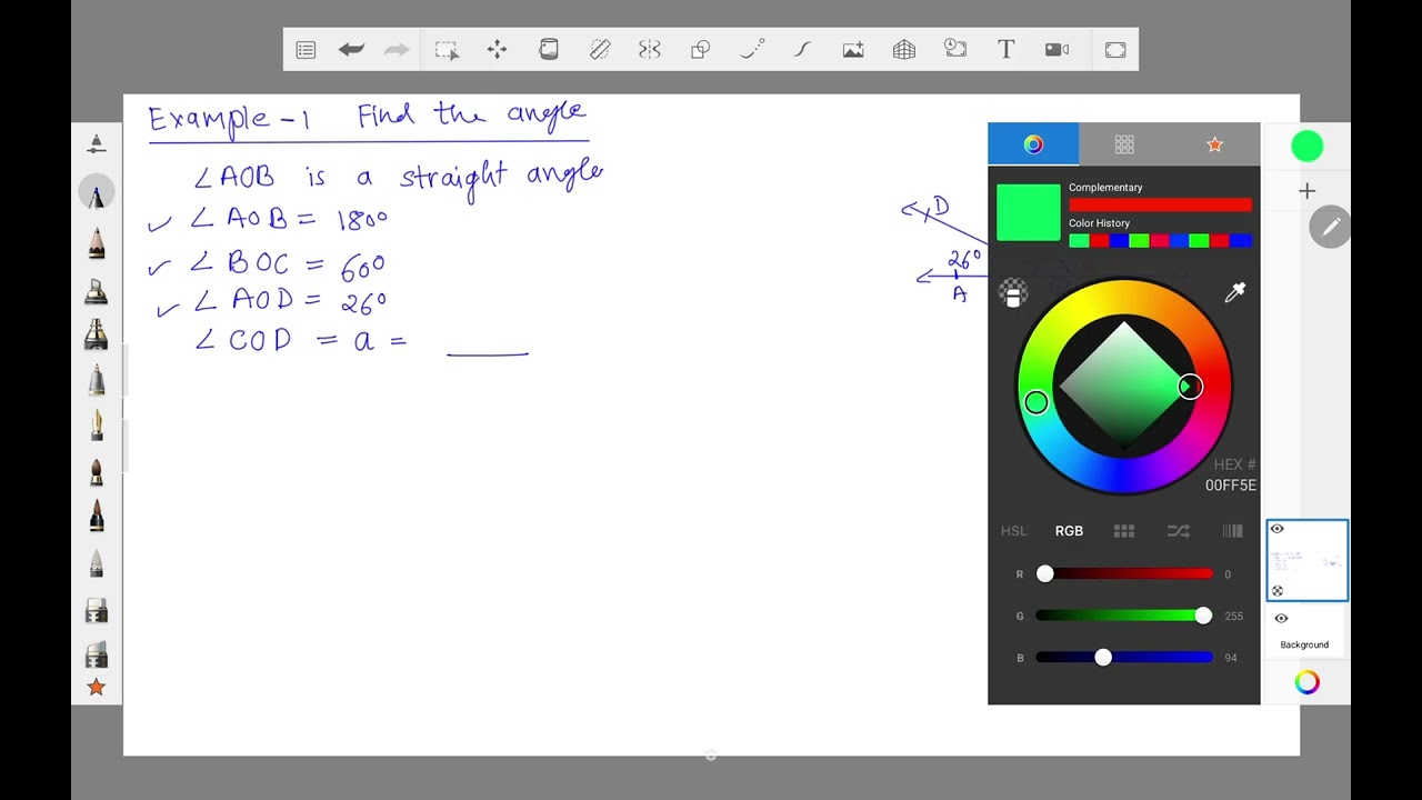 Example-1 Find the angle (based on straight angle or 180 degree)