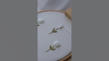 Beautiful White Tulip Embroidery flower 🤍🪡#embroidery #embroidery #handembroidery ontrending