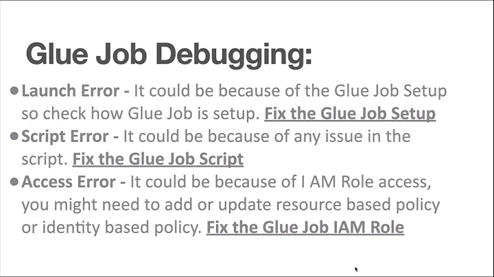 AWS Glue Job Debugging Recap