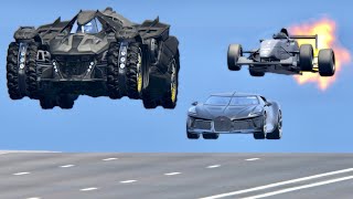 Bugatti La Voiture Noire vs Formula Jet Engine vs Batmobile - Drag Race 20 KM