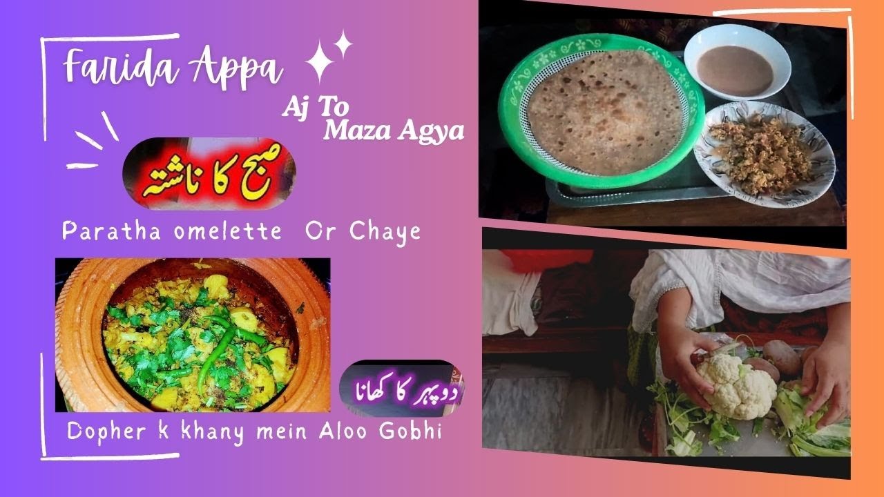 Farida Appa| Breakfast Paratha & omelette | Dopehar ka khany mein Aloo ...