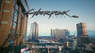 Flying to Arasaka Waterfront - Cyberpunk 2077 mellow tunes - 4 hours