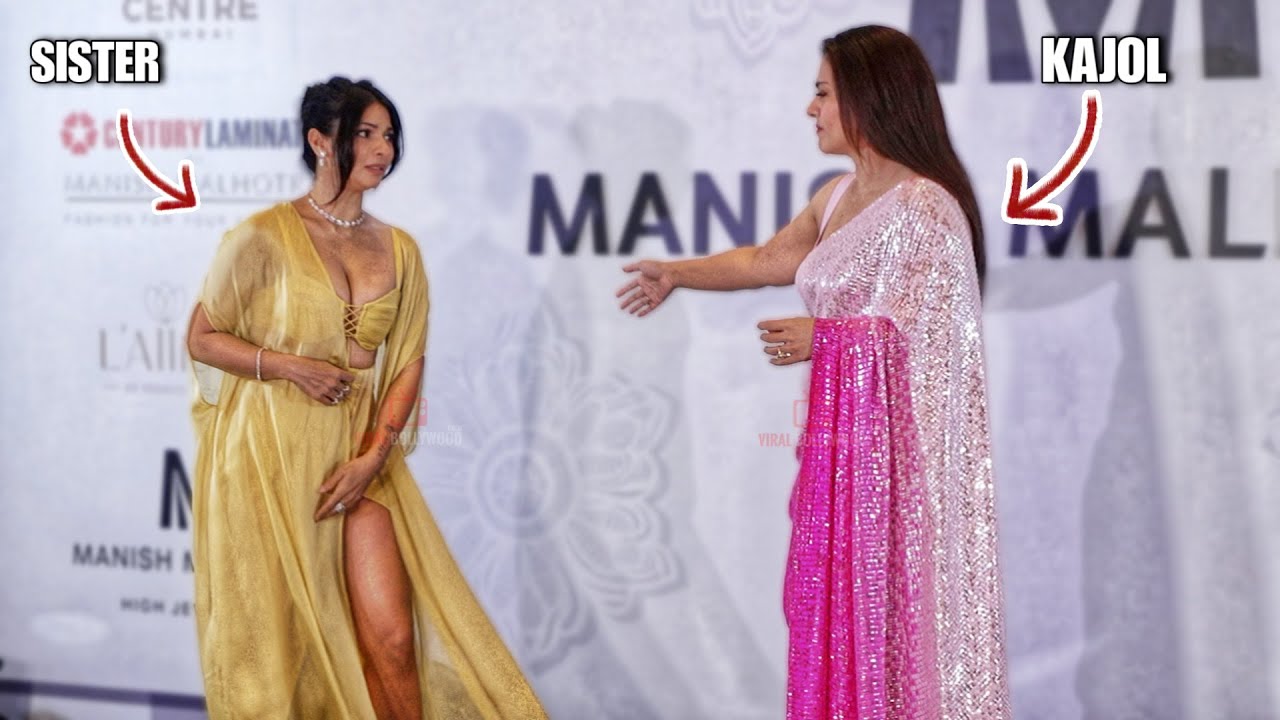 Kajol Look AAFAT in Pink Saree arrives with Sister Tanishaa at Manish Malhotra Show | Red Carpet