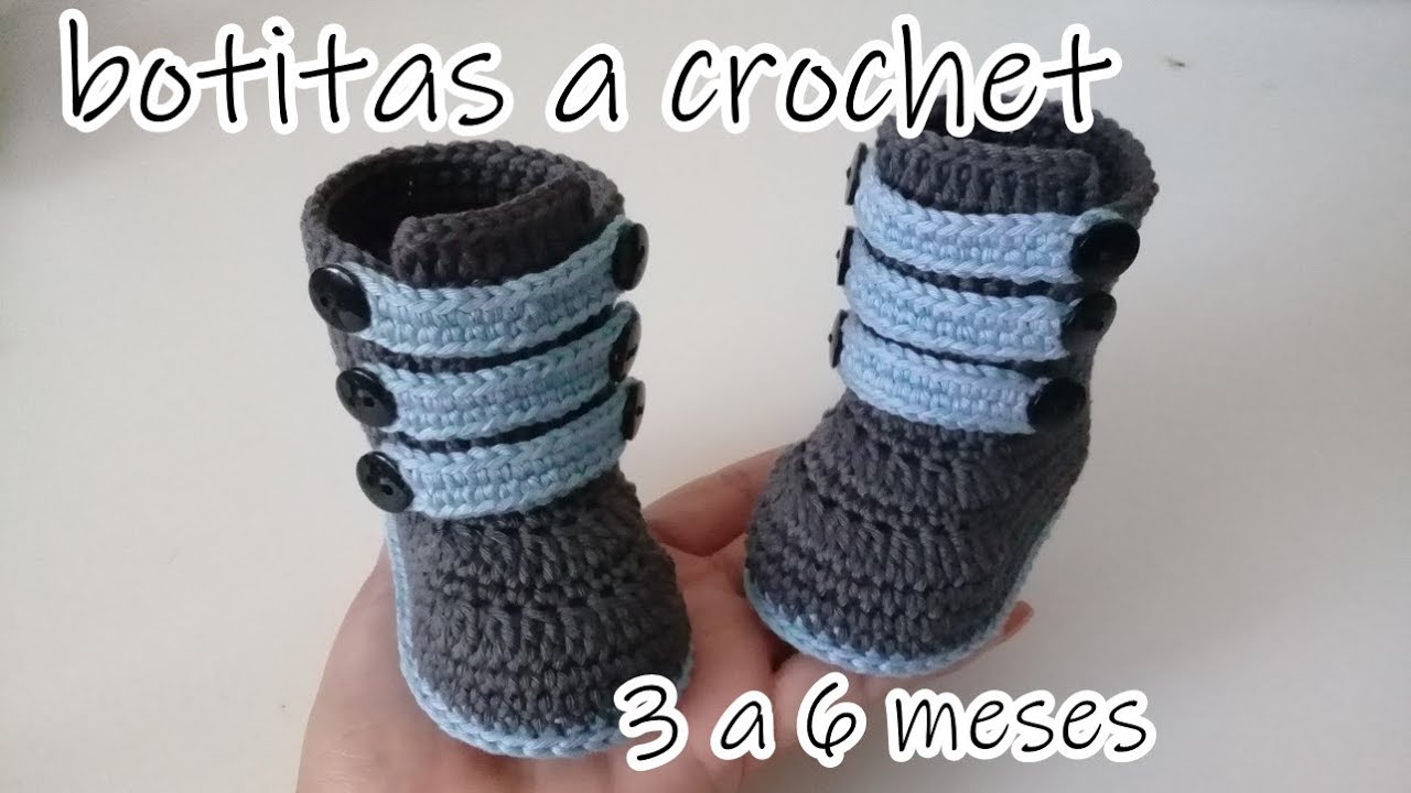 Tutorial botas a crochet para bebe - popcorn-0 3 meses - YouTube