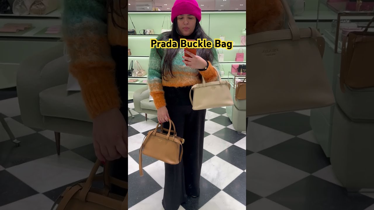 Review and Size comparison of Prada Buckle leather Handbag