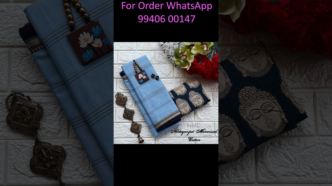 Narayanpet Mercerised Cotton Collection's 🍃🍂Narayanpet Strips Butta saree 