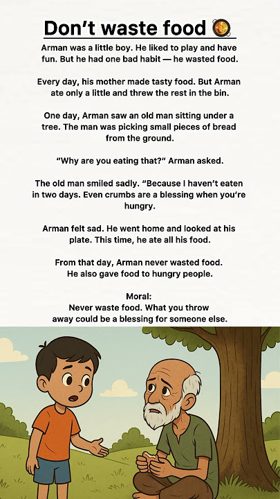 Don’t waste food 🥘 English short story for kids || English moral story