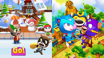 Talking Tom Hero Dash vs Talking Tom Gold Run - Gameplay Walkthrough