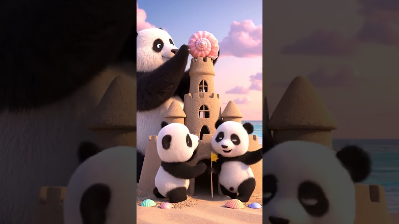 🏰 Cutest Sandcastle Ever! 🐼 Panda Family Summer Adventure