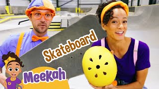 blippi meekah learn cool skateboard tricks at the woodward skate park