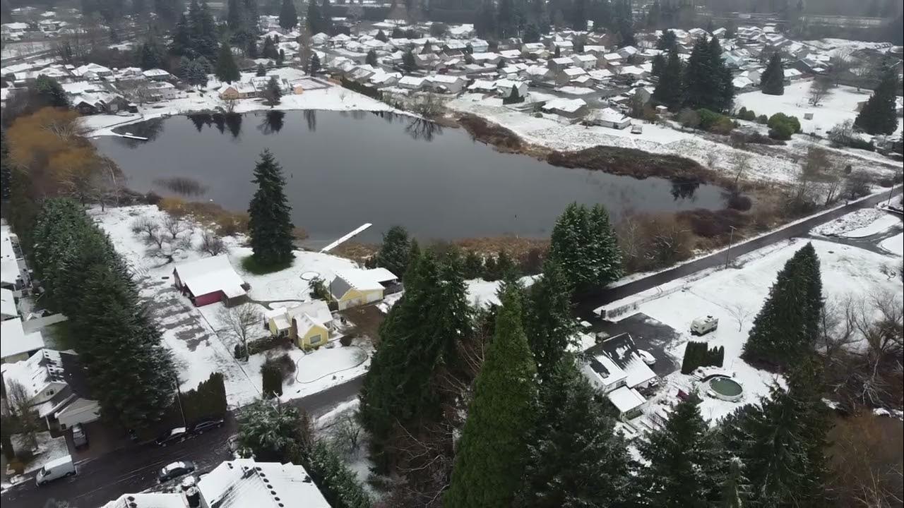 Drone DJI Lake Vancouver WA Snow video YouTube