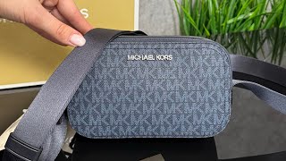 Распаковка сумки MICHAEL KORS Cooper Signature Logo Camera Bag (admrl/plblue)