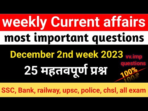 December 2023 weekly Current affairs | 2nd week current affairs ...