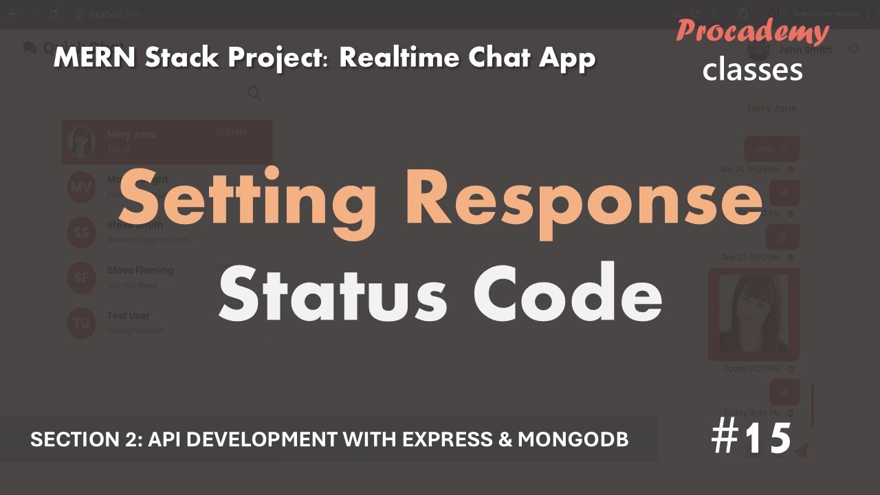 #15 Setting Response Status Code | Real Time Chat App | MERN Stack ...