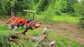 using the kioti ck2610 to clear sticker bushes for a future orchard