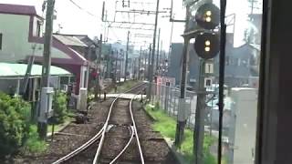 近鉄湯の山線の中川原駅～伊勢松本駅間を走行する1000系の前面展望