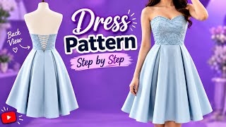 How to Draft a Strapless Dress Pattern | Elegant Sweetheart Bodice & Full Skirt Sewing Tutorial