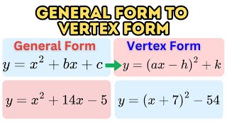 How to Change Quadratic Equation from General Form to Graphing Form or Vertex Form (Part 1) Guide