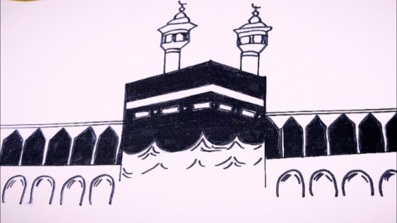 How to draw Kaaba || Kaaba art drawing tutorial for beginners 🕋🕋 - YouTube