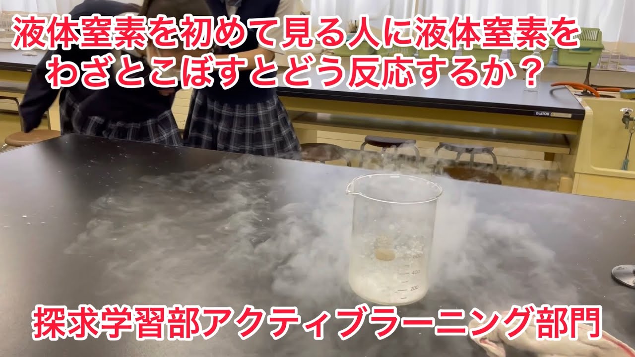 初めて液体窒素を見た人に液体窒素をわざとこぼすとどう反応するか Youtube