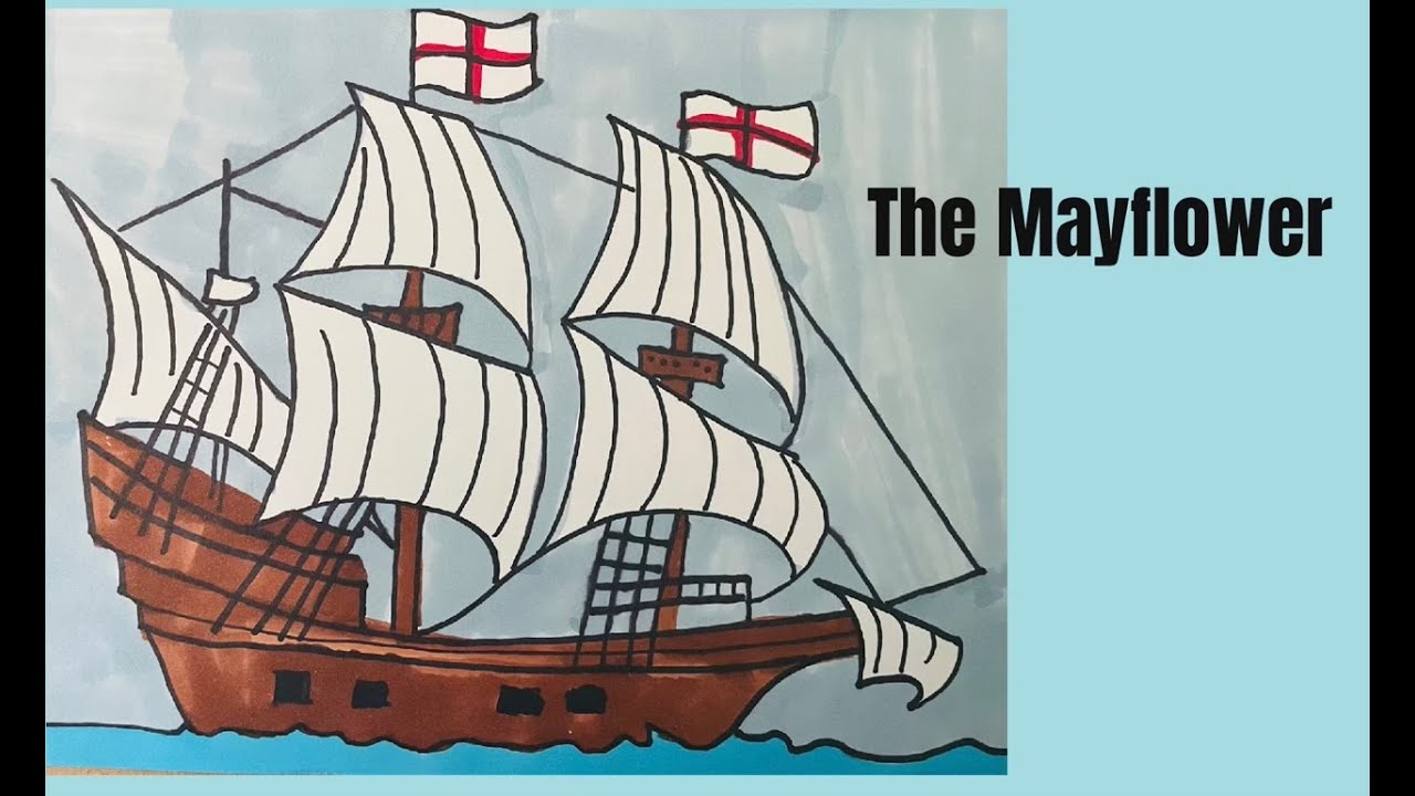 Draw and Color The Mayflower Thanksgiving Art Tutorial Drawing