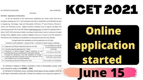 KCET 2021 ONLINE APPLICATION STARTED