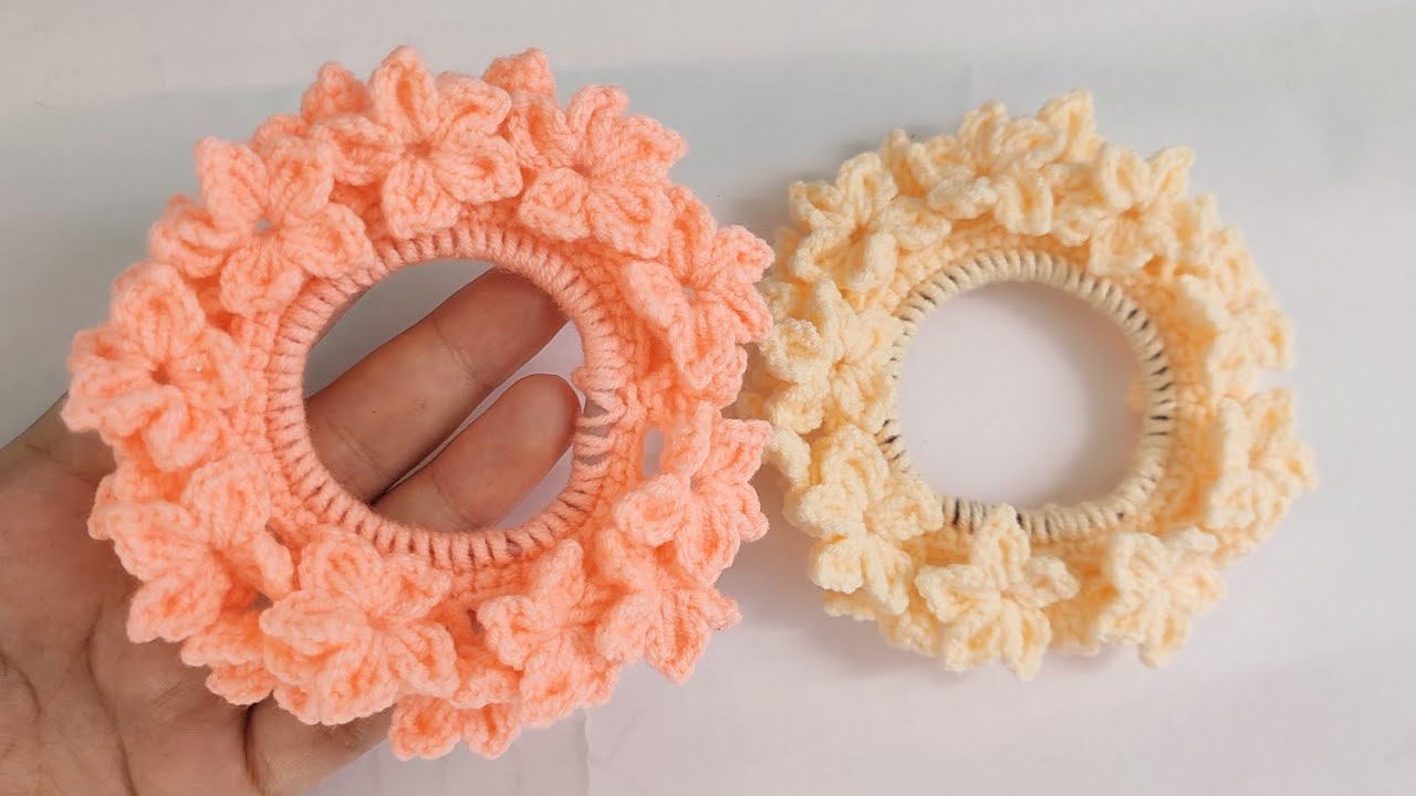 Crochet flower Hair band ပန်းပွင့်လေးတွေနဲ့ခေါင်းစည်းကွင်းထိုးနည်း