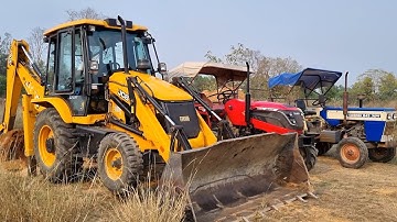 New Jcb 3dx Backhoe Machine Loading Red Mud In Mahindra and Swaraj Tractor | Jcb and Tractor Videos