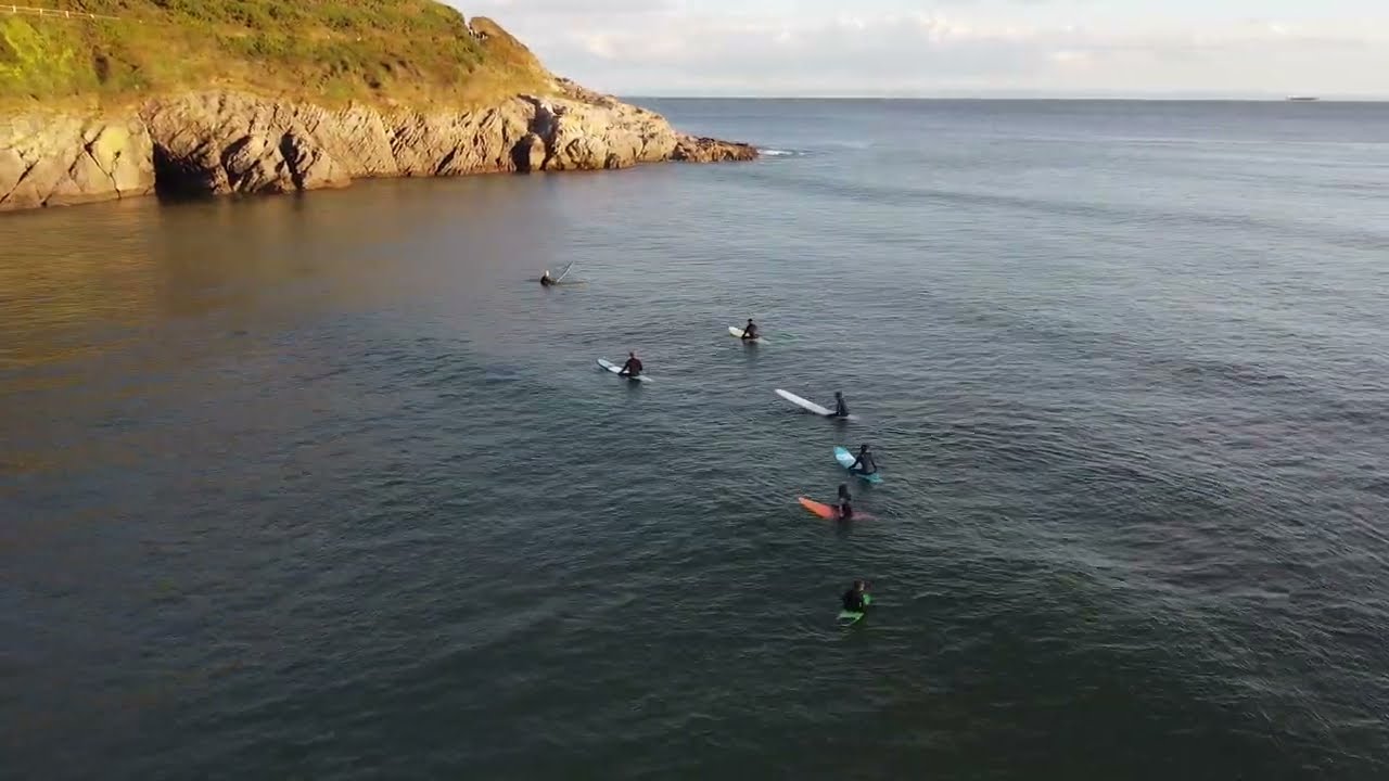 Surf  Caswell bay Gower , Sunset , Early Autum Sept 2022 | DJI Drone flight
