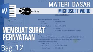 Belajar Word Dengan Cepat-Membuat Surat Pernyataan Pada Microsoft Word