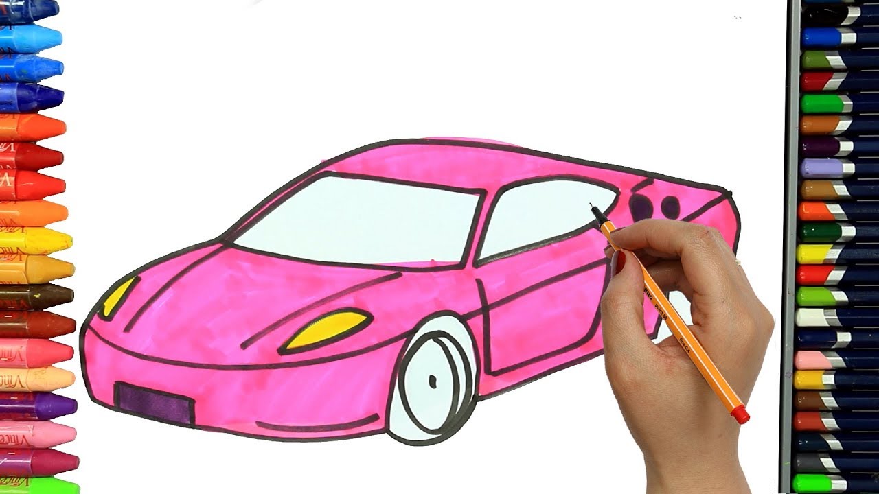 Jak narysować różowy samochód Rysunek Kolorowanki dla