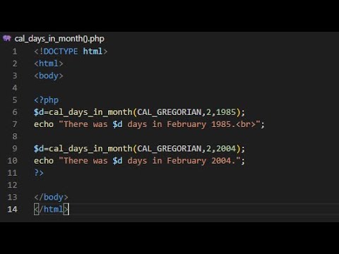 PHP | call days in month function