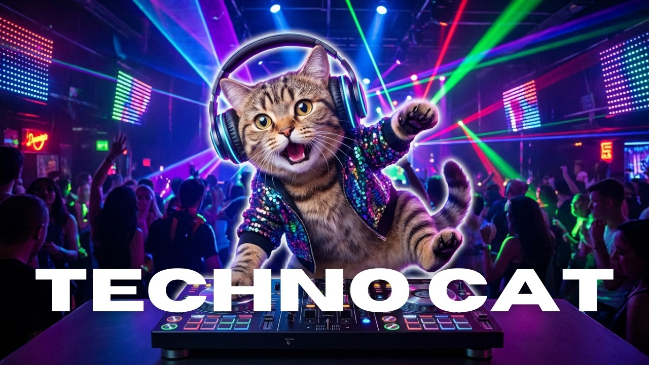 Techno Cat DJ 🐱🔥 | The Vibing Cat Techno Music | Cat Video