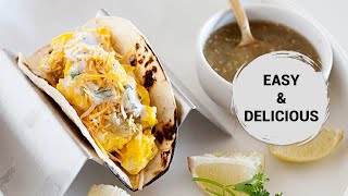 Scrambled Egg Breakfast Tacos with Salsa Verde