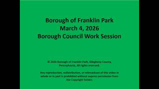 March 4 2026 Borough Council Work Session