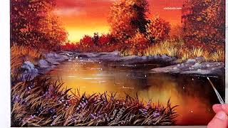 Brilliant Sunset | Landscape Painting | Easy for Beginners