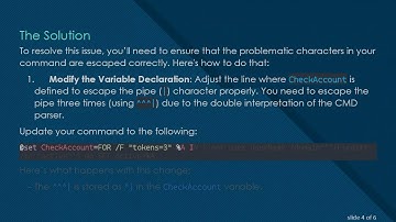 Resolving the Error: "|" Was Unexpected at This Time in Batch Scripts