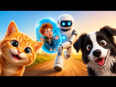 Котенок и щенок в тракторе: Мяу-мяу, Гав-гав! Мультфильм.