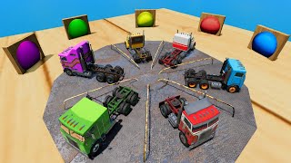 All New T-Series Trucks vs Stairs Color with Portal Trap - Racing & Crashing - BeamNG.Drive #30 screenshot 4