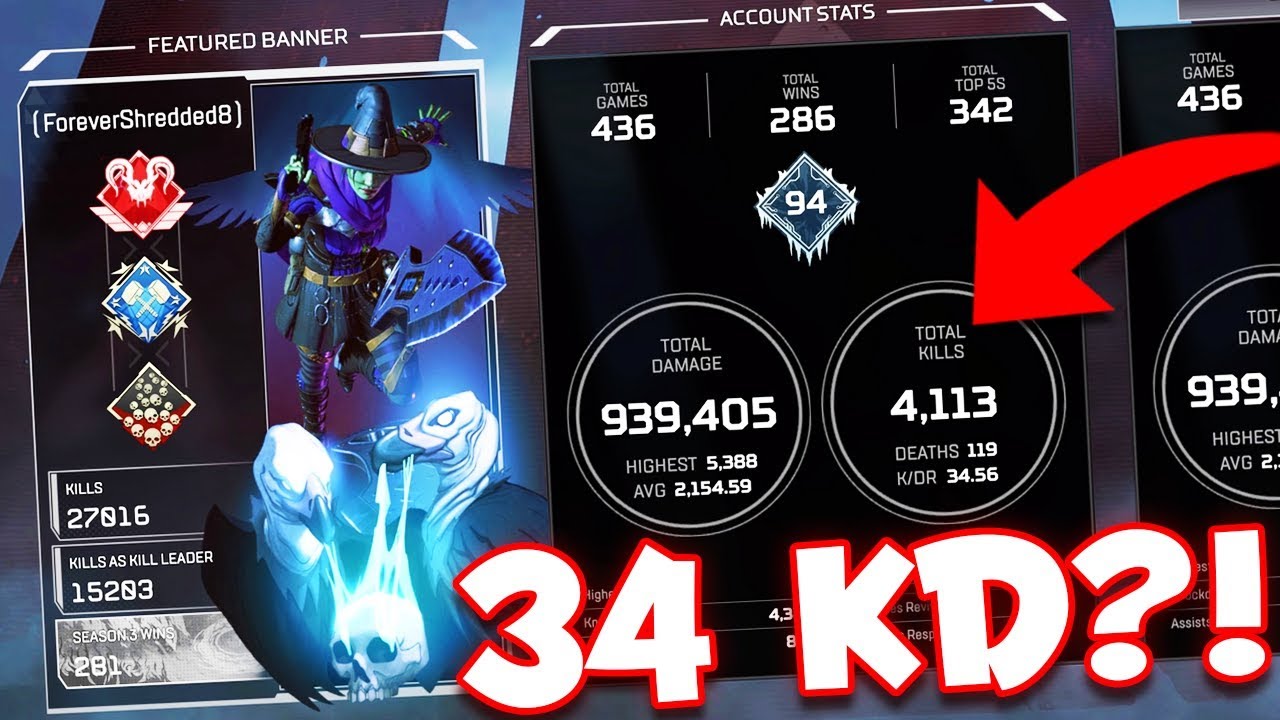 The Craziest Season 3 Stats 34 K D In Apex Legends Youtube